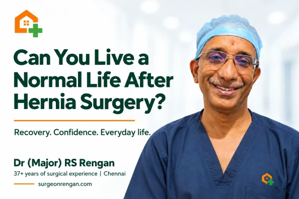 Dr (Major) RS Rengan beside a guide to normal life after hernia surgery.